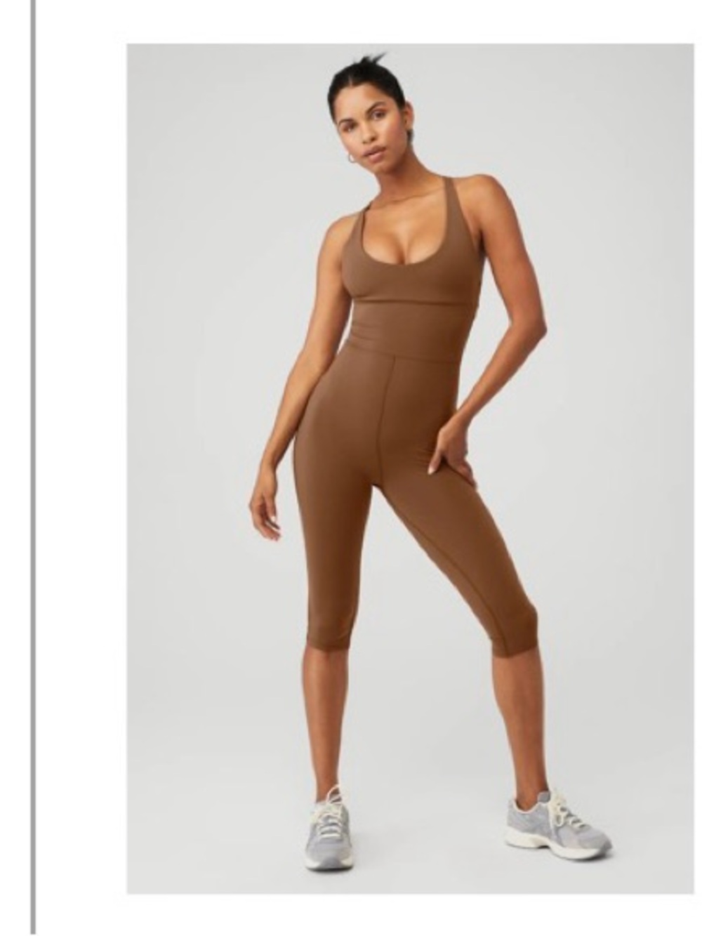 ALO Yoga Sculpting Brown Cropped Racerback Jumpsuit